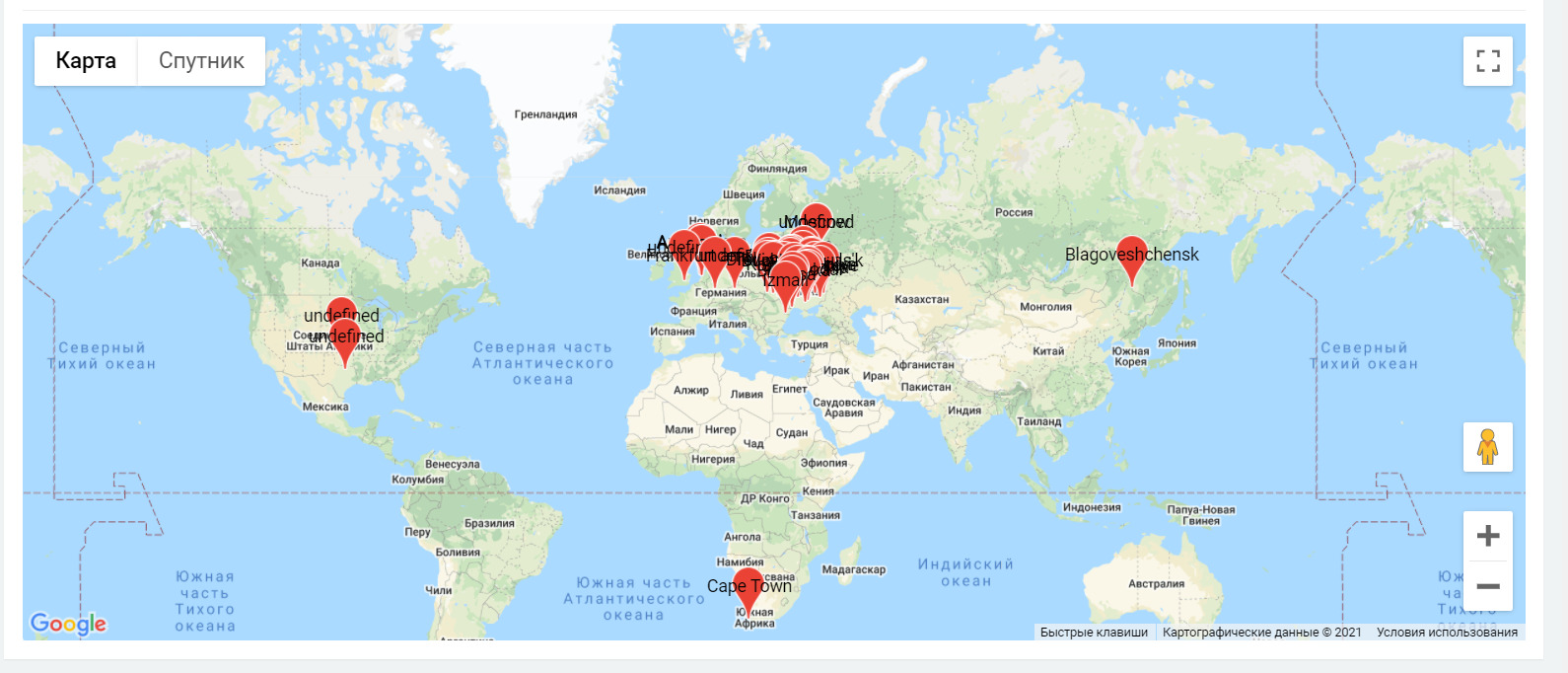 Listeners Statistics on GoogleMap